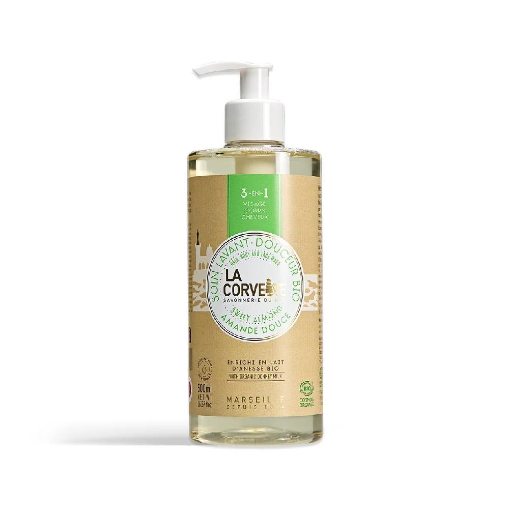 BIO TEKUTÝ MYCÍ GEL A ŠAMPON 3 v 1 SLADKÁ MANDLE 500 ml