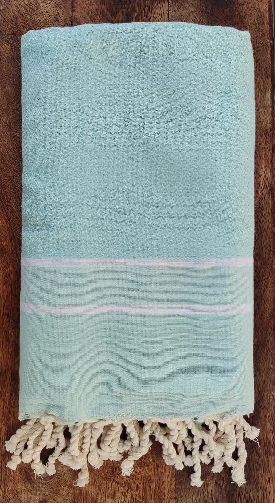 RUČNĚ TKANÝ BAVLNĚNÝ PLÉD FOUTA /  MINT
