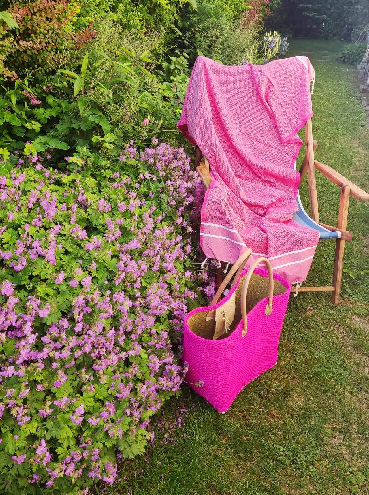 RUČNĚ TKANÝ BAVLNĚNÝ PLÉD FOUTA / FUCHSIOVÝ